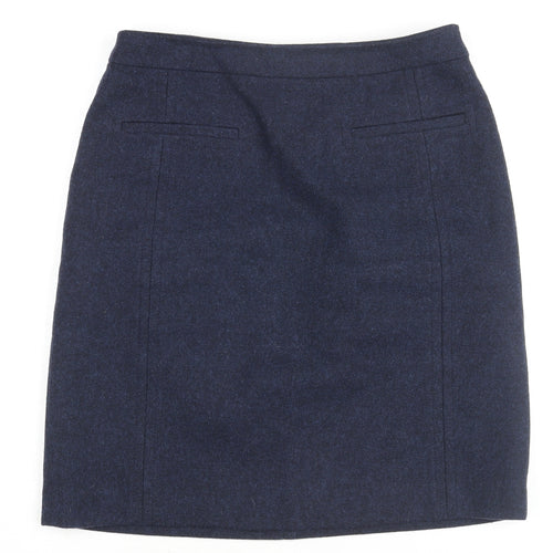 Hobbs Womens Blue Wool A-Line Skirt Size 10 Zip