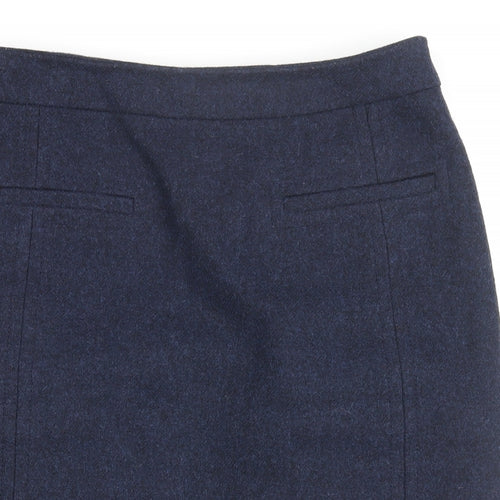 Hobbs Womens Blue Wool A-Line Skirt Size 10 Zip