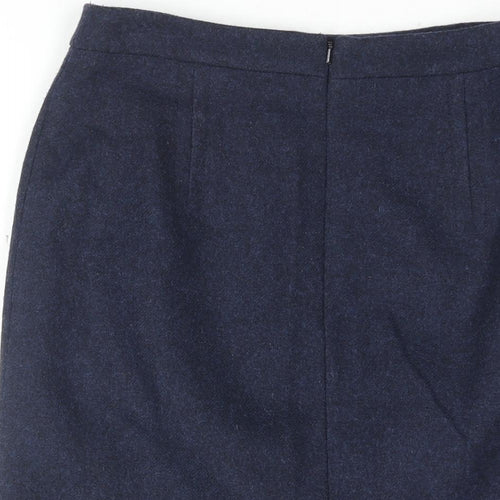 Hobbs Womens Blue Wool A-Line Skirt Size 10 Zip