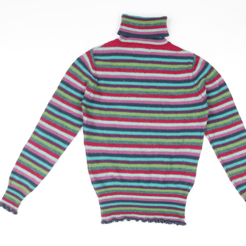 Monsoon Womens Multicoloured Roll Neck Striped Wool Pullover Jumper Size 10