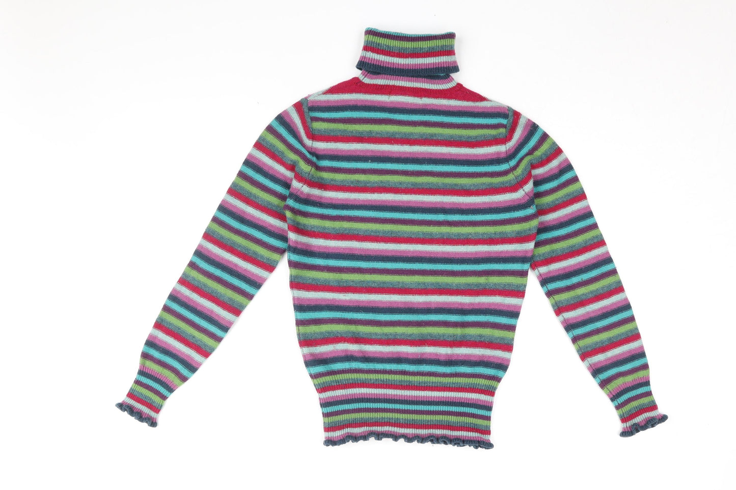 Monsoon Womens Multicoloured Roll Neck Striped Wool Pullover Jumper Size 10