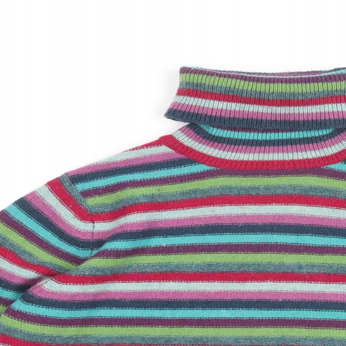 Monsoon Womens Multicoloured Roll Neck Striped Wool Pullover Jumper Size 10