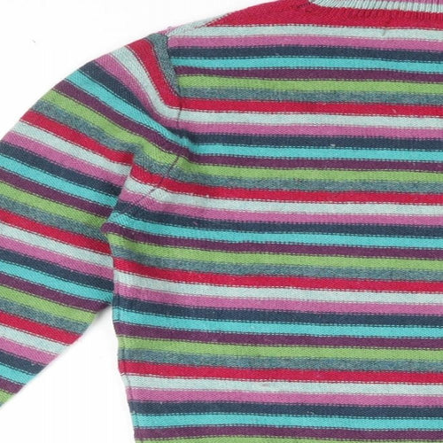 Monsoon Womens Multicoloured Roll Neck Striped Wool Pullover Jumper Size 10