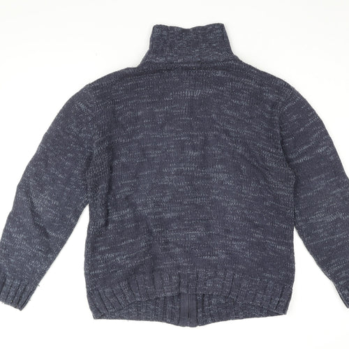 Tom Hagan Mens Blue Wool Full Zip Sweatshirt Size L