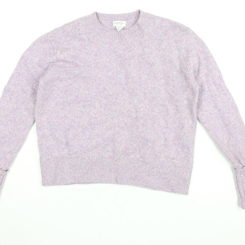 Club Monaco Womens Purple Round Neck Wool Pullover Jumper Size XS