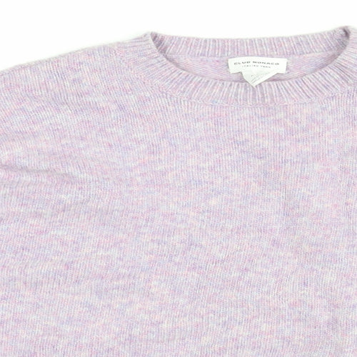 Club Monaco Womens Purple Round Neck Wool Pullover Jumper Size XS