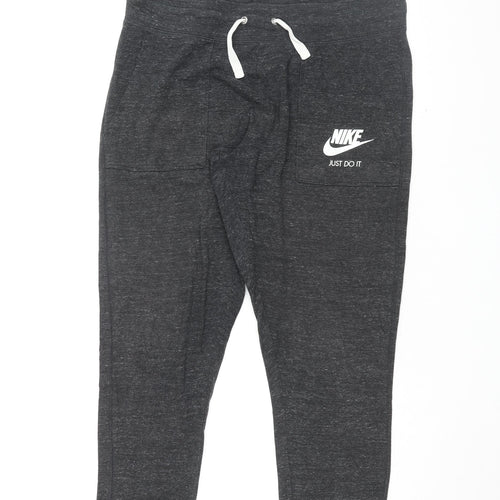 Nike Womens Black Cotton Jogger Trousers Size L L27 in Regular Drawstring