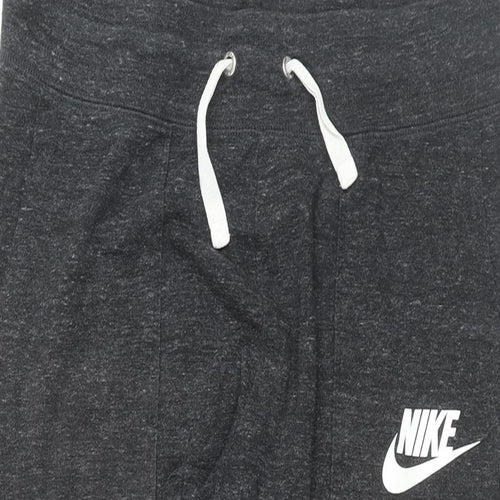 Nike Womens Black Cotton Jogger Trousers Size L L27 in Regular Drawstring