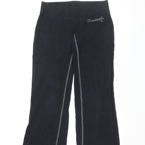 Pineapple Womens Black Cotton Jogger Trousers Size M L30 in Regular - Size M-L