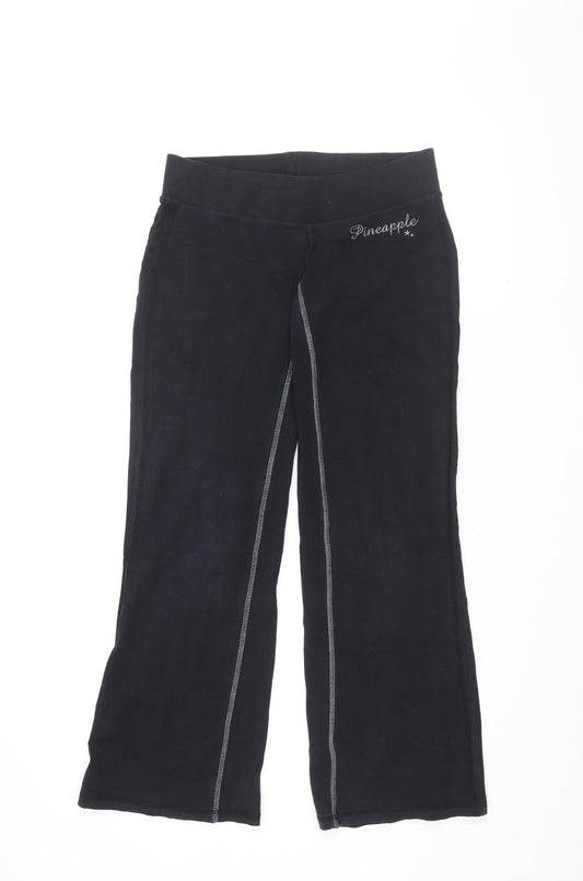 Pineapple Womens Black Cotton Jogger Trousers Size M L30 in Regular - Size M-L