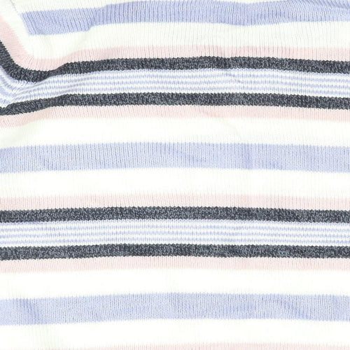 Isle Essentials Womens Purple V-Neck Striped Acrylic Pullover Jumper Size 14 - Size 14-16