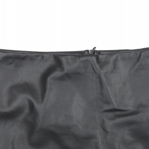Stradivarius Womens Black Polyurethane Mini Skirt Size 8 Zip