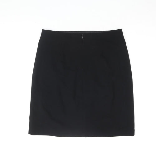 Marks and Spencer Womens Black Polyester A-Line Skirt Size 12 Zip