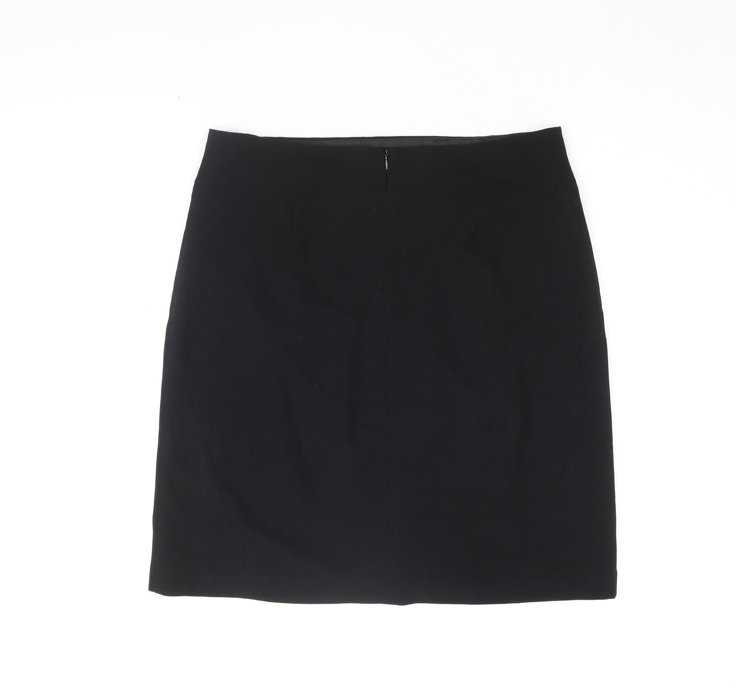 Marks and Spencer Womens Black Polyester A-Line Skirt Size 12 Zip