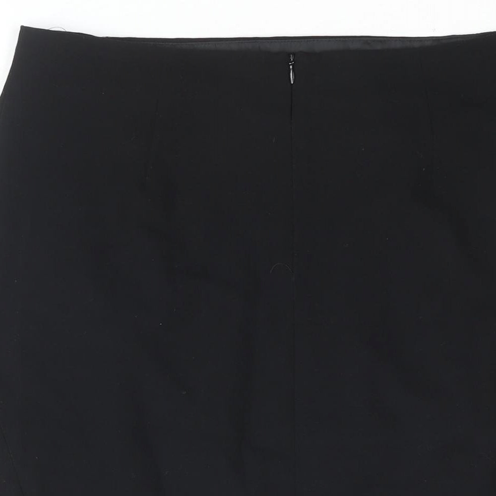 Marks and Spencer Womens Black Polyester A-Line Skirt Size 12 Zip