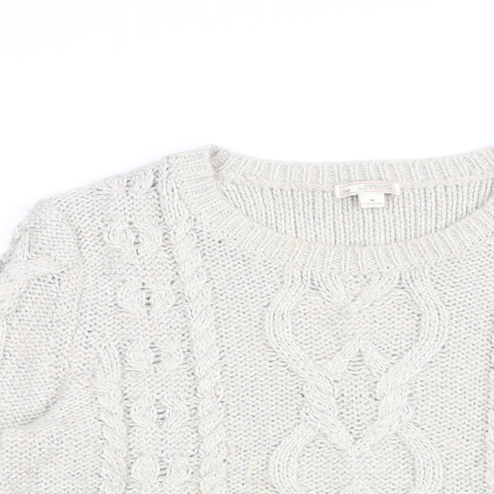 Gap Womens Beige Round Neck Acrylic Pullover Jumper Size M