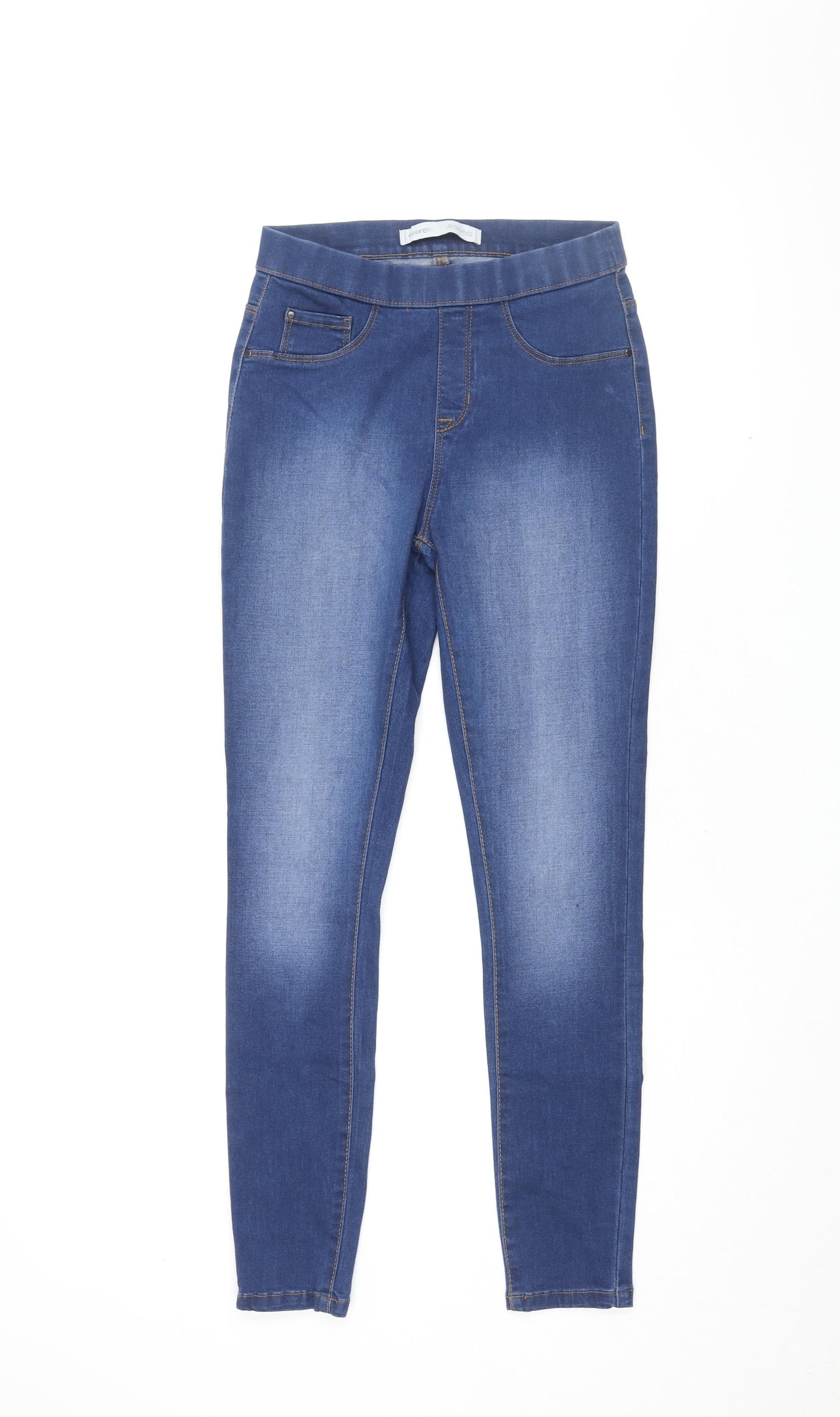 George Womens Blue Cotton Jegging Leggings Size 8 L28 in