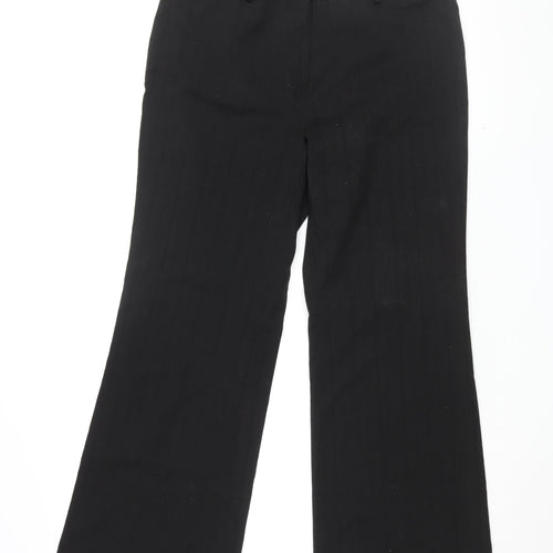 Bonmarché Womens Black Striped Polyester Trousers Size 12 L29 in Regular Zip