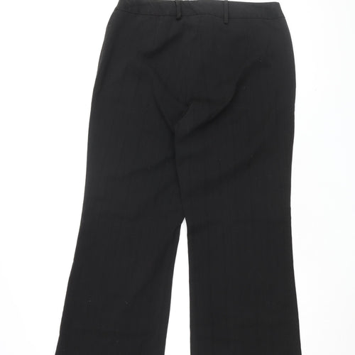 Bonmarché Womens Black Striped Polyester Trousers Size 12 L29 in Regular Zip