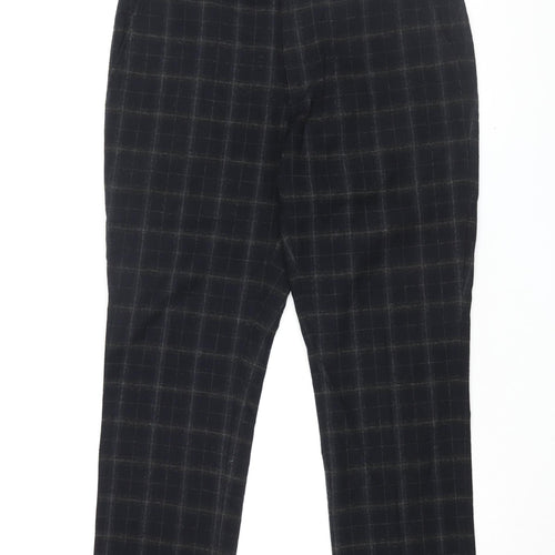 Topman Mens Blue Plaid Wool Trousers Size 34 in L30 in Regular Zip