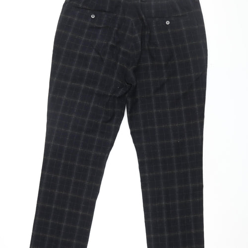 Topman Mens Blue Plaid Wool Trousers Size 34 in L30 in Regular Zip