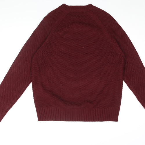 Burton Mens Red Round Neck Acrylic Pullover Jumper Size XL Long Sleeve