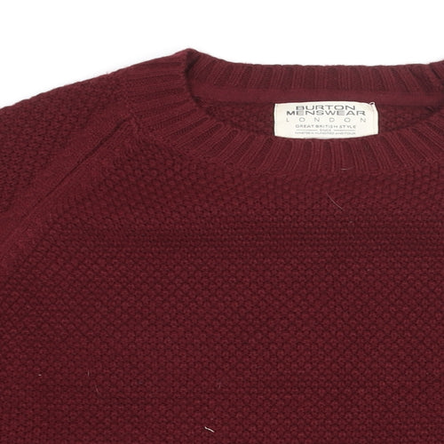 Burton Mens Red Round Neck Acrylic Pullover Jumper Size XL Long Sleeve