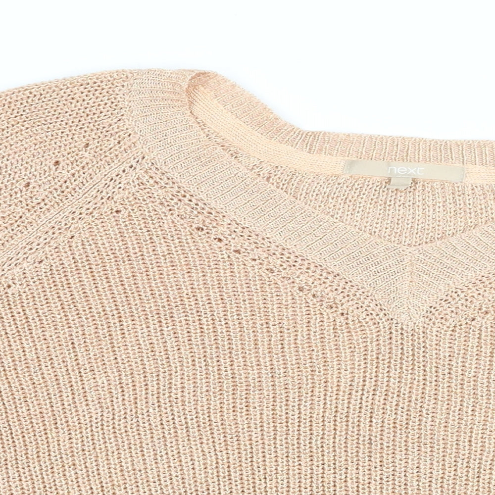 NEXT Womens Gold V-Neck Acrylic Pullover Jumper Size XL