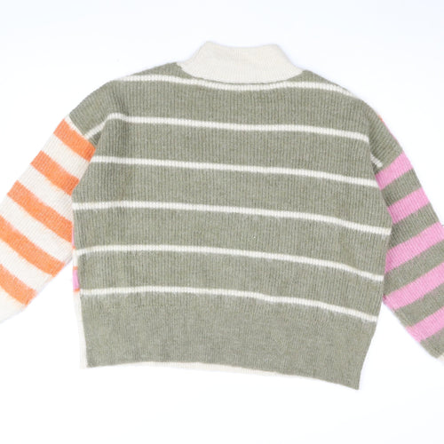 Esprit Womens Multicoloured High Neck Striped Acrylic Pullover Jumper Size 2XL