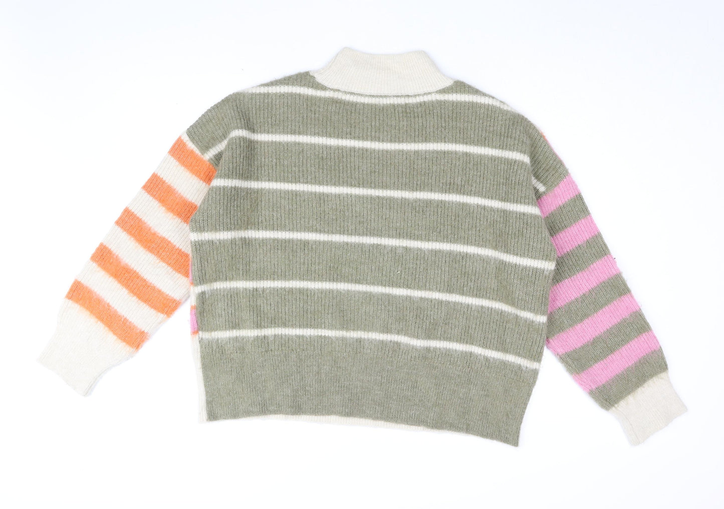 Esprit Womens Multicoloured High Neck Striped Acrylic Pullover Jumper Size 2XL