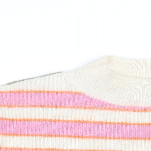 Esprit Womens Multicoloured High Neck Striped Acrylic Pullover Jumper Size 2XL