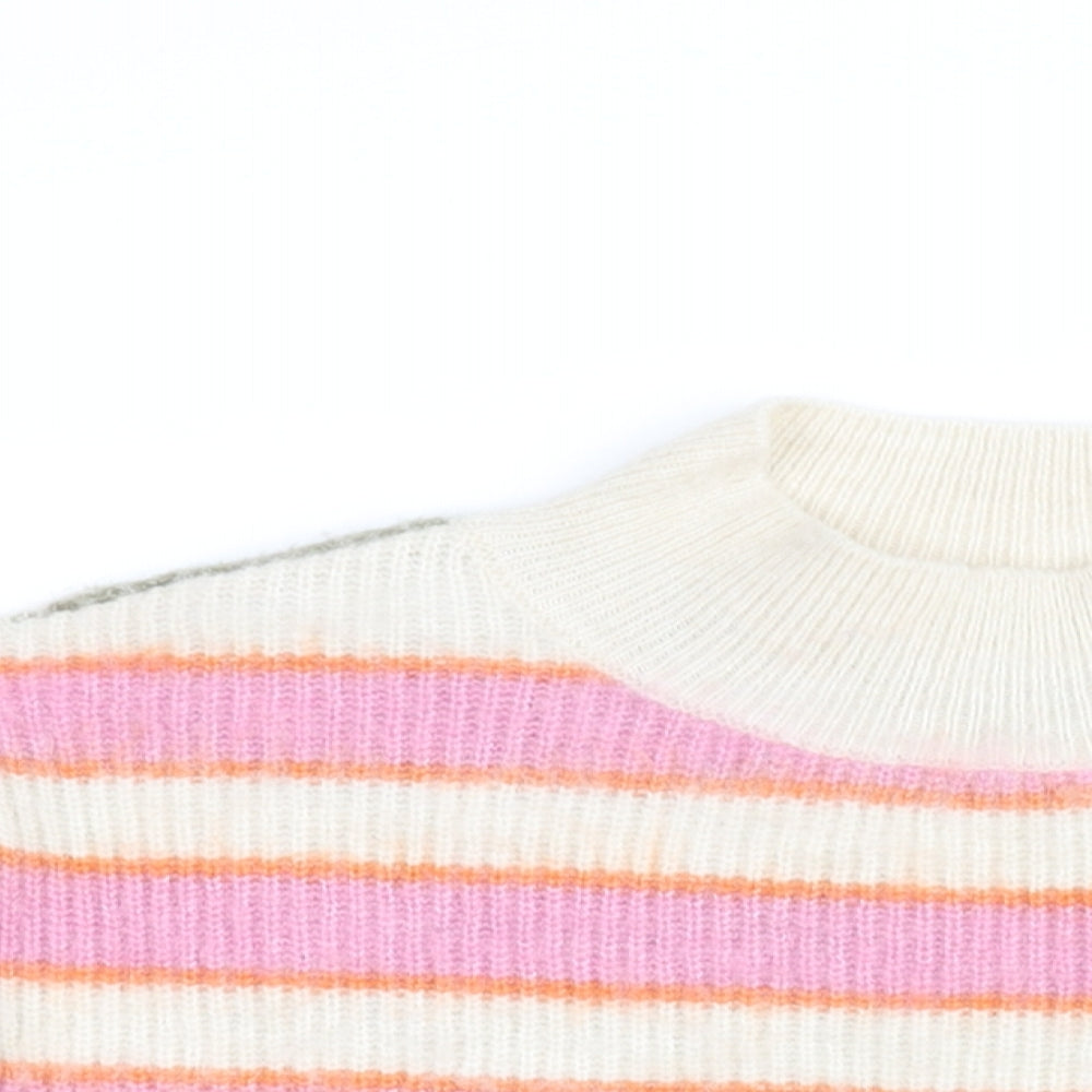 Esprit Womens Multicoloured High Neck Striped Acrylic Pullover Jumper Size 2XL
