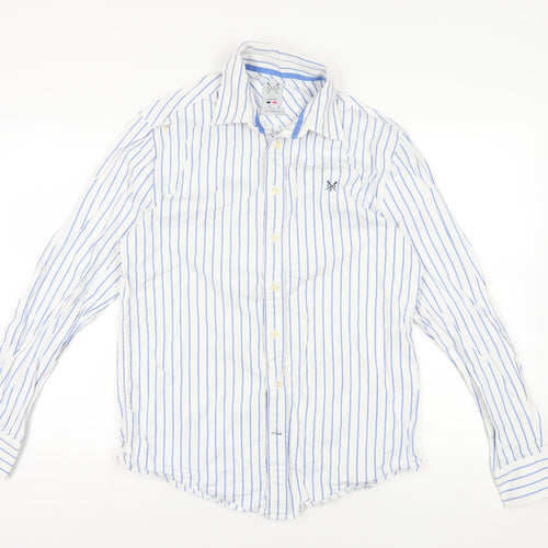 Crew Clothing Co. White & Blue Striped Shirt M