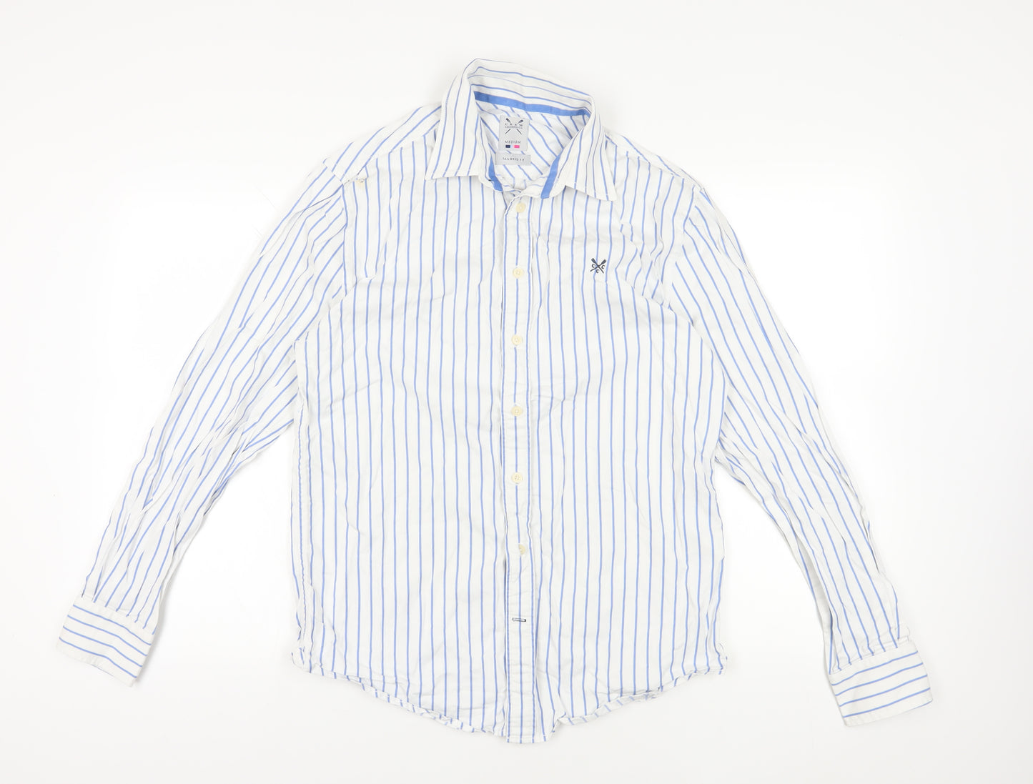 Crew Clothing Co. White & Blue Striped Shirt M