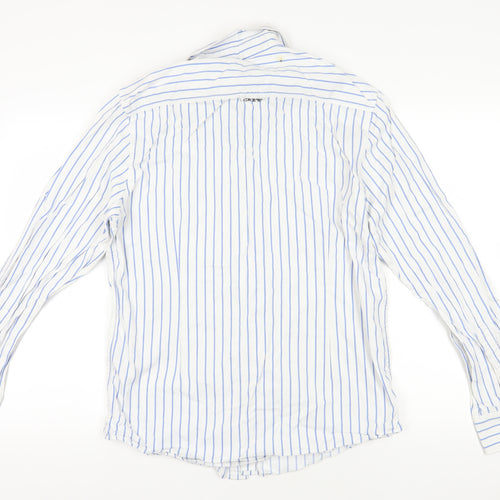 Crew Clothing Co. White & Blue Striped Shirt M