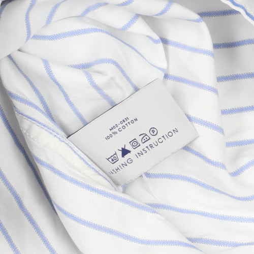 Crew Clothing Co. White & Blue Striped Shirt M