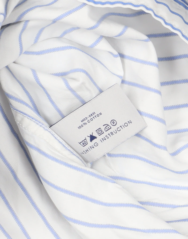 Crew Clothing Co. White & Blue Striped Shirt M