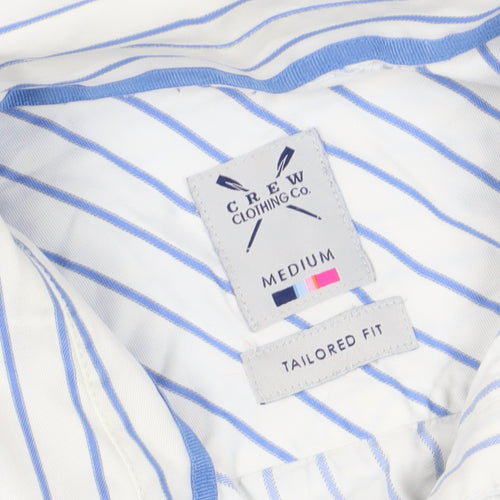Crew Clothing Co. White & Blue Striped Shirt M