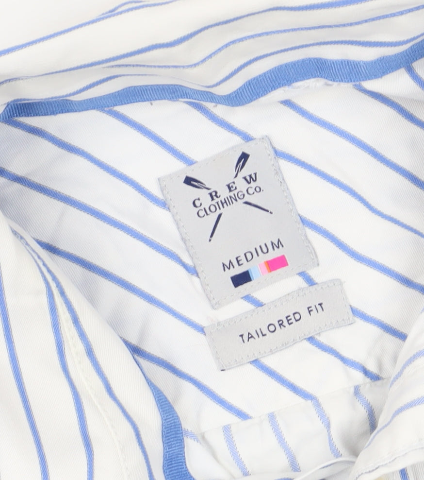Crew Clothing Co. White & Blue Striped Shirt M