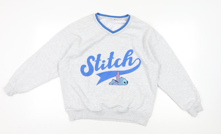 Disney Grey Stitch Pullover Sweatshirt XS