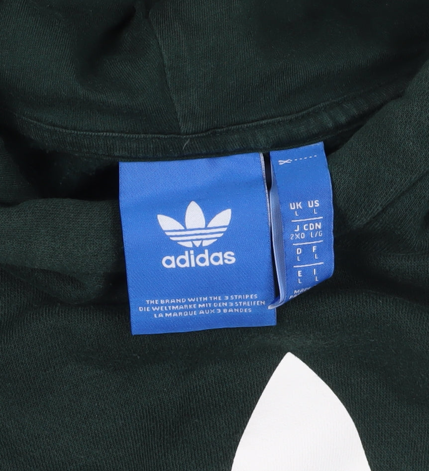 Adidas Green Pullover Logo Hoodie - Size L