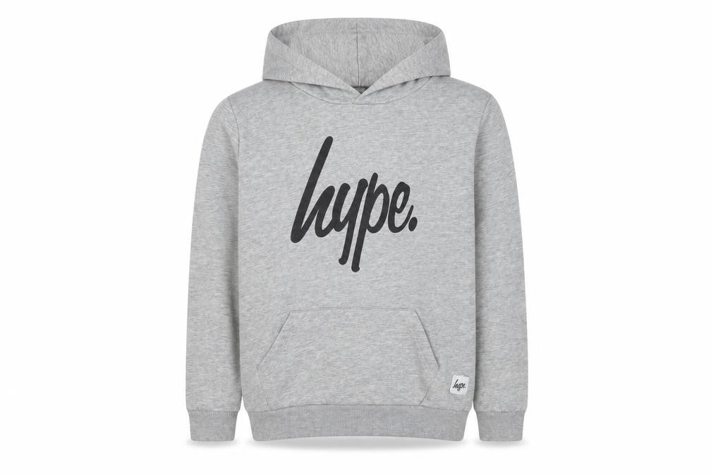 Front view of Hype Grey Pullover Hoodie 13 Years with Logo