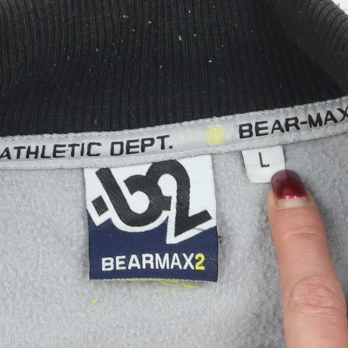 Bearmax2 Grey Full Zip Logo Sweatshirt, Men's Large