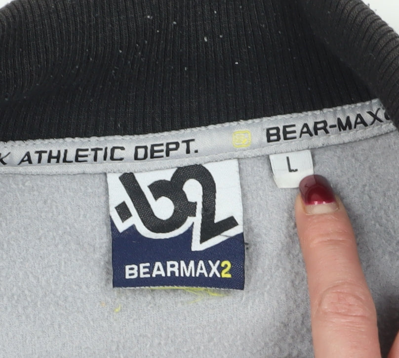 Bearmax2 Grey Full Zip Logo Sweatshirt, Men's Large