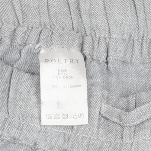 Poetry Grey Linen Jogger Trousers, Size 12