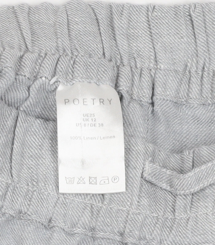 Poetry Grey Linen Jogger Trousers, Size 12