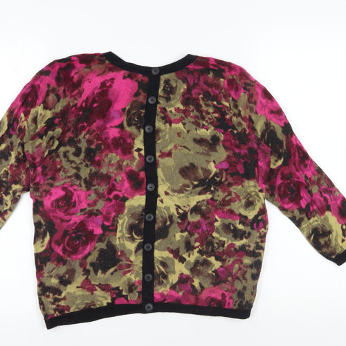 Amaryllis Floral Button Cardigan, Multicoloured, Size L