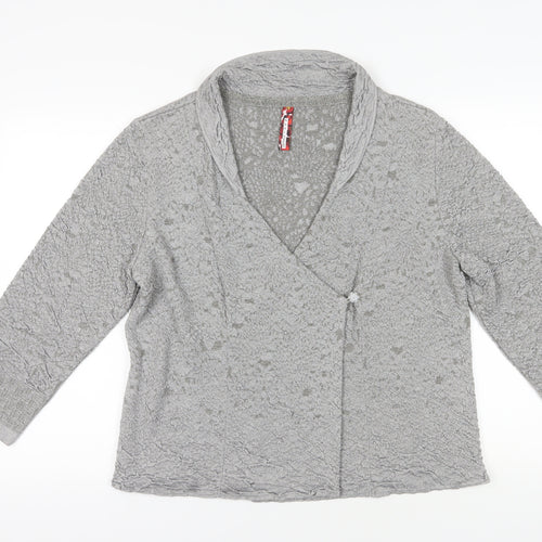 Eva & Claudi Grey Wrap Jumper 2XL Collared Casual Wear