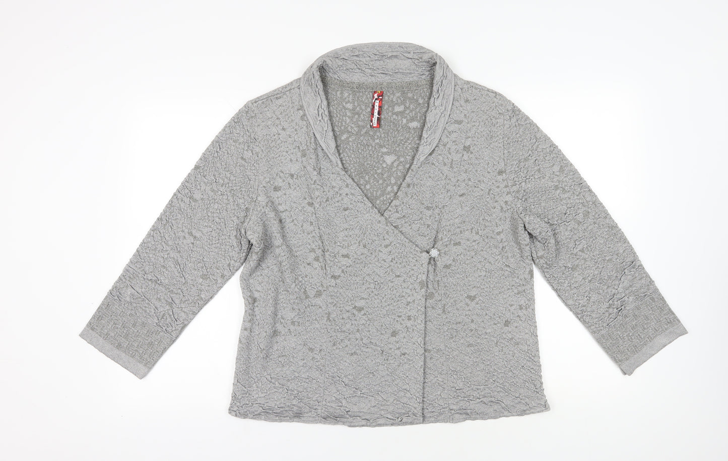 Eva & Claudi Grey Wrap Jumper 2XL Collared Casual Wear