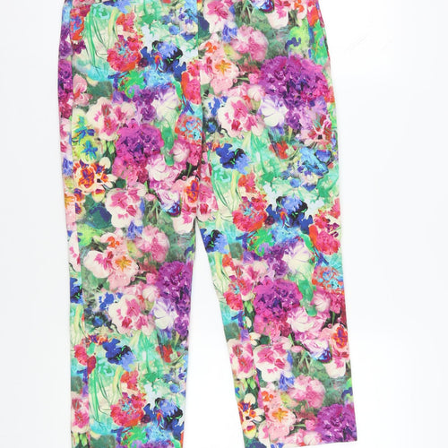Lands' End Multicoloured Floral Cropped Trousers, Size 12